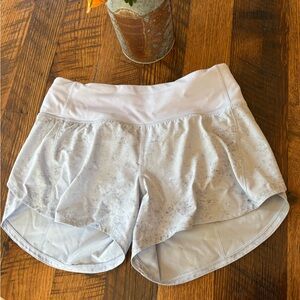 Lululemon Athletica Light Gray/Blue Speed-Up Shorts